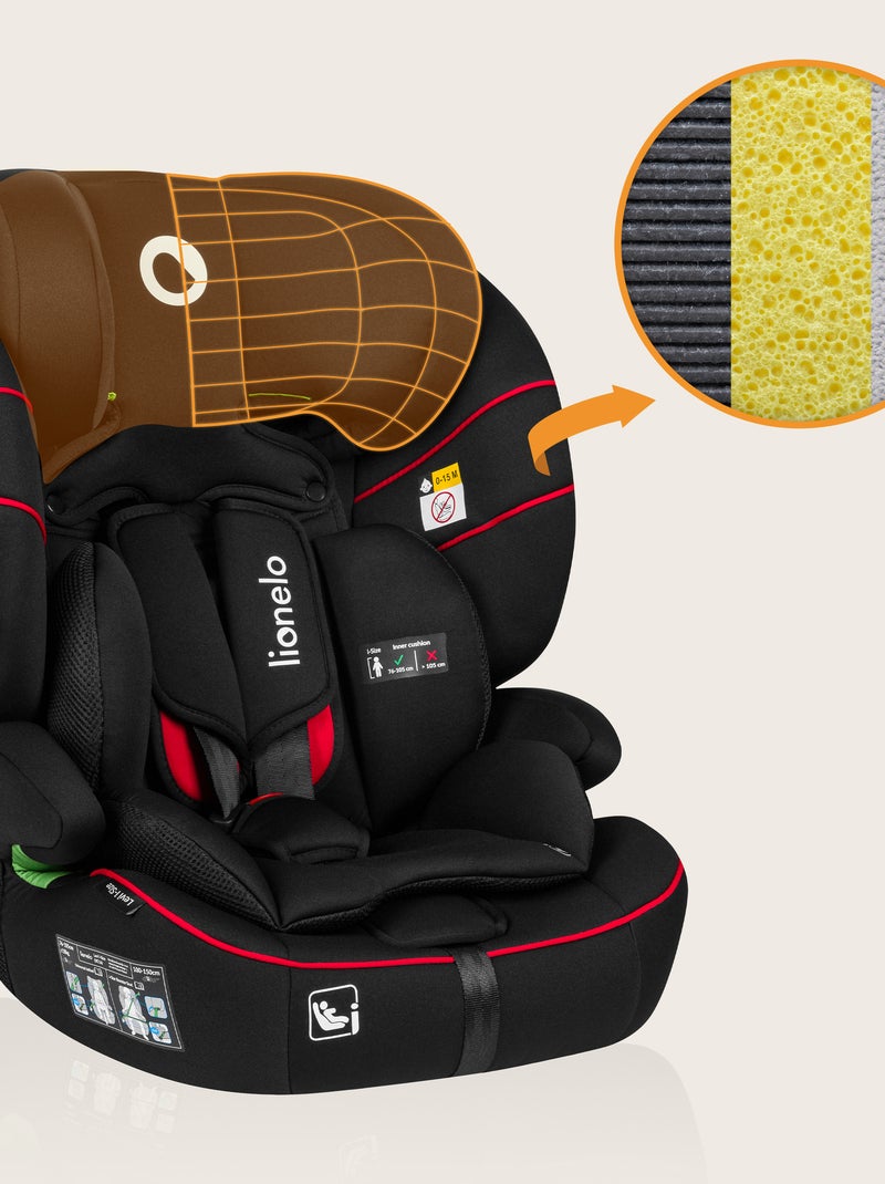 Seggiolino auto convertibile LIONELO Levi i-Size - 76-150 cm - Gruppo 1/2/3 Nero Rosso - Kiabi
