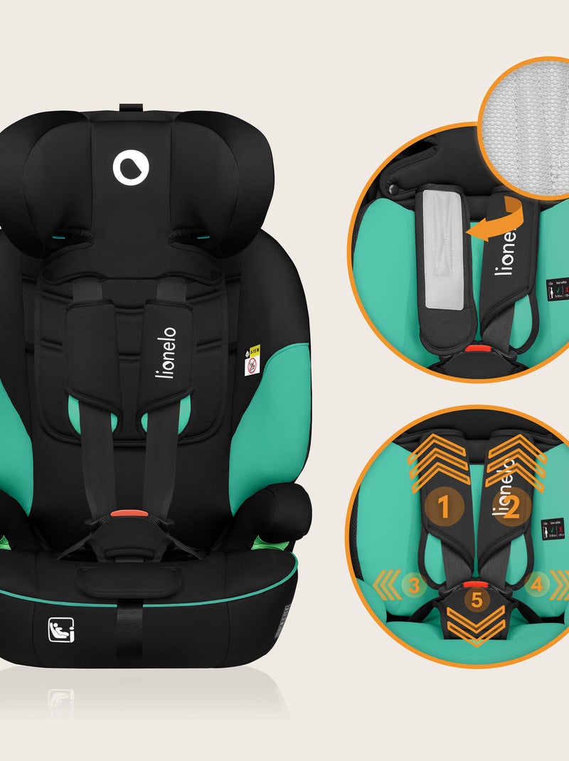 Seggiolino auto convertibile LIONELO Levi i-Size - 76-150 cm - Gruppo 1/2/3 Nero Verde - Kiabi