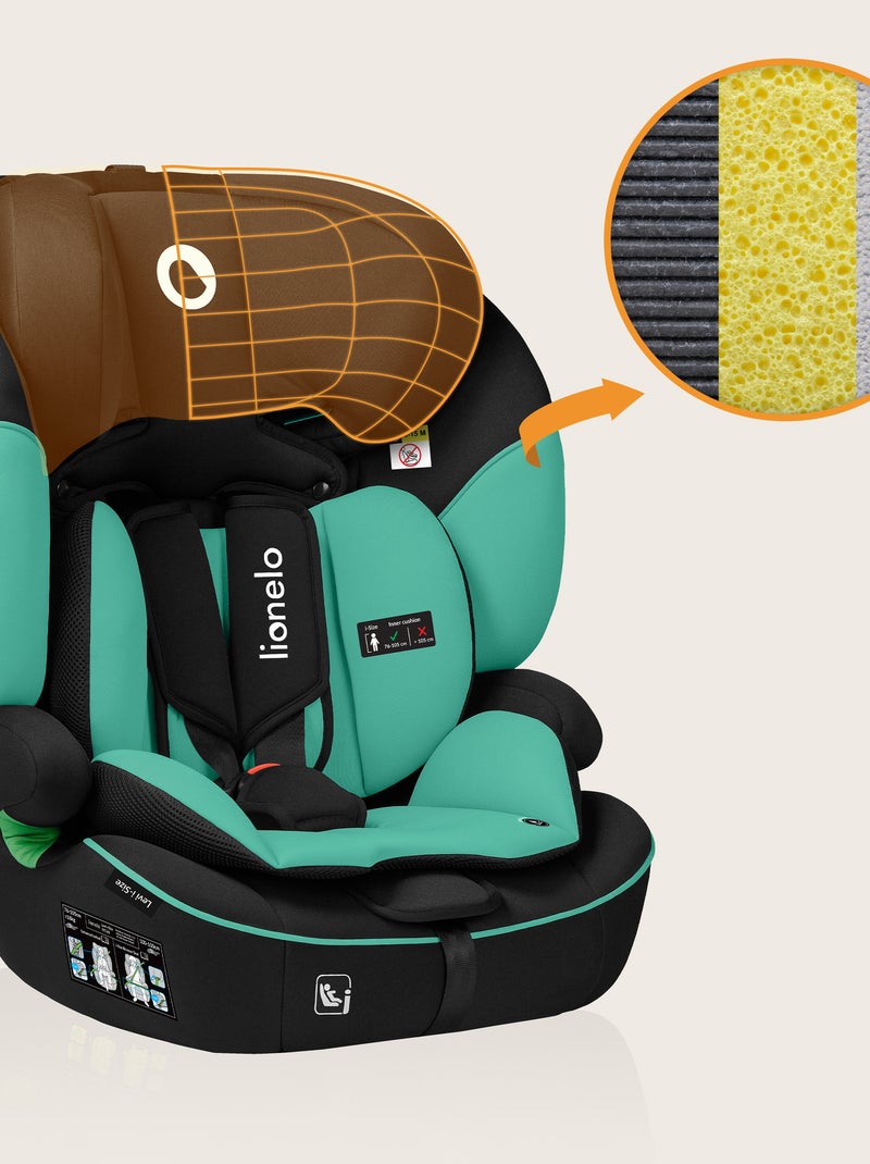 Seggiolino auto convertibile LIONELO Levi i-Size - 76-150 cm - Gruppo 1/2/3 Nero Verde - Kiabi