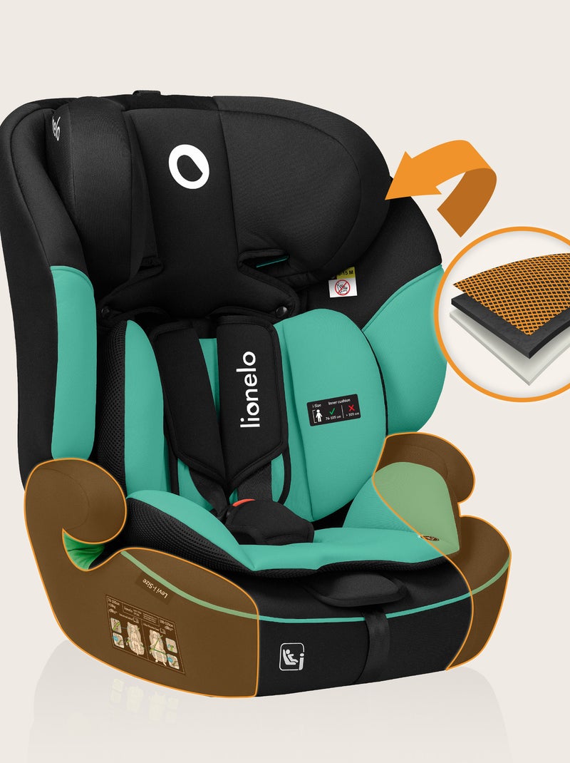 Seggiolino auto convertibile LIONELO Levi i-Size - 76-150 cm - Gruppo 1/2/3 Nero Verde - Kiabi