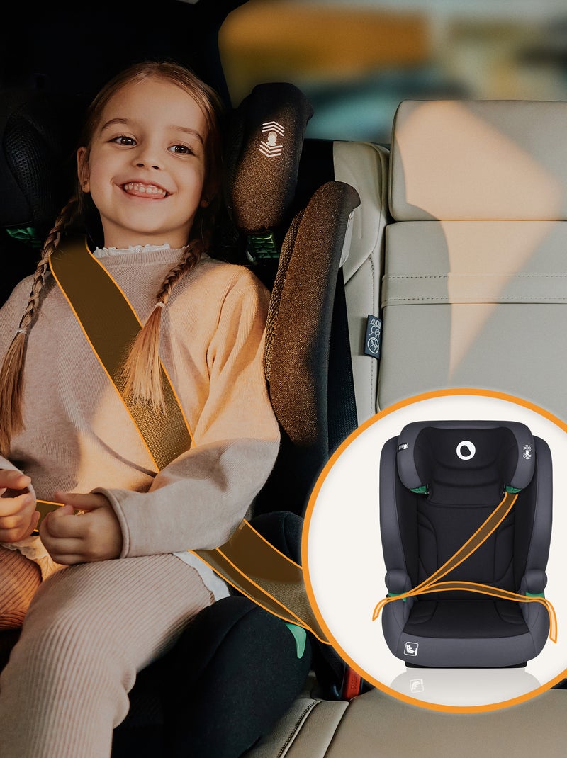 Seggiolino auto evolutivo LIONELO Igo i-Size - Seduta larga - ISOFIX - 100-150 cm - Gruppo 2/3 Nero Grigio - Kiabi