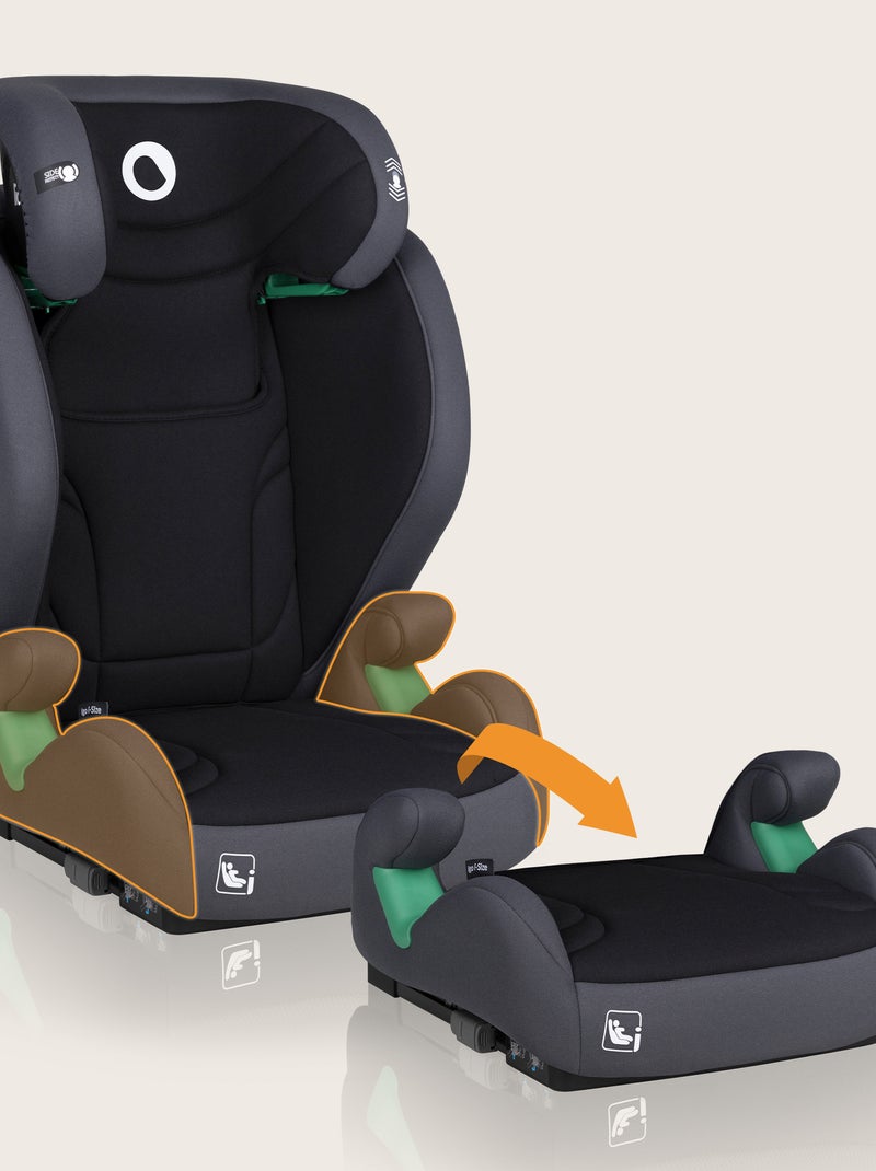 Seggiolino auto evolutivo LIONELO Igo i-Size - Seduta larga - ISOFIX - 100-150 cm - Gruppo 2/3 Nero Grigio - Kiabi