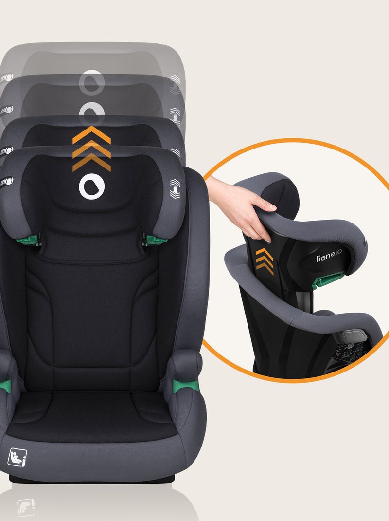 Seggiolino auto evolutivo LIONELO Igo i-Size - Seduta larga - ISOFIX - 100-150 cm - Gruppo 2/3 Nero Grigio - Kiabi
