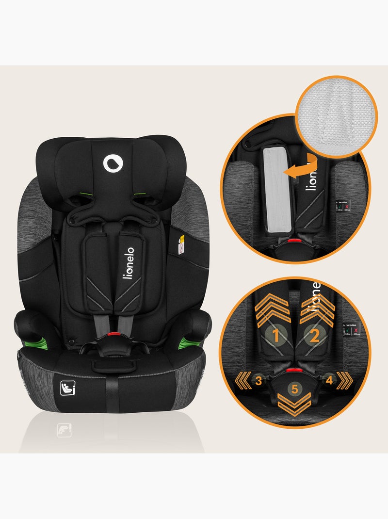 Seggiolino auto evolutivo LIONELO Levi One i-Size - 76-150 cm - Gruppo 1/2/3 Nero Grigio antracite - Kiabi