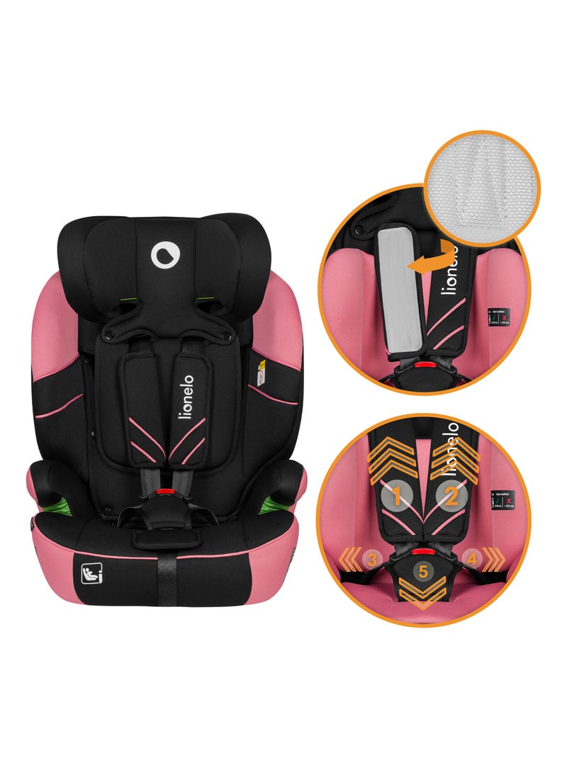 Seggiolino auto evolutivo LIONELO Levi One i-Size - 76-150 cm - Gruppo 1/2/3 Nero Rosa Nero - Kiabi