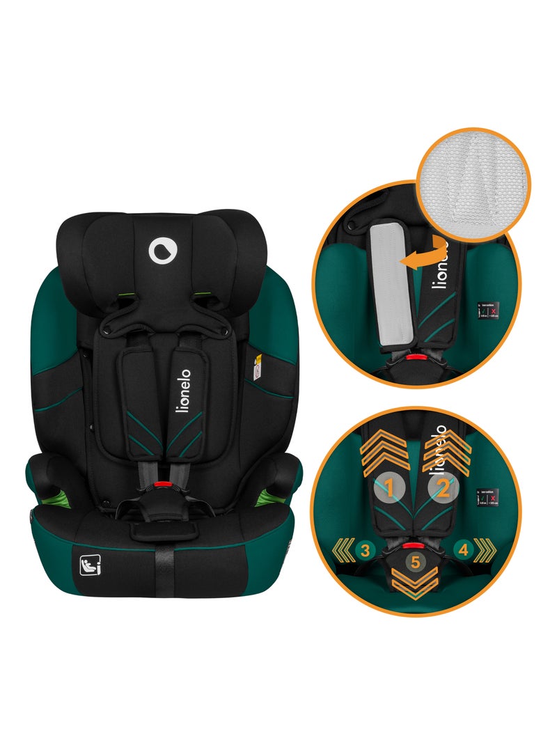 Seggiolino auto evolutivo LIONELO Levi One i-Size - 76-150 cm - Gruppo 1/2/3 Nero Verde Nero - Kiabi