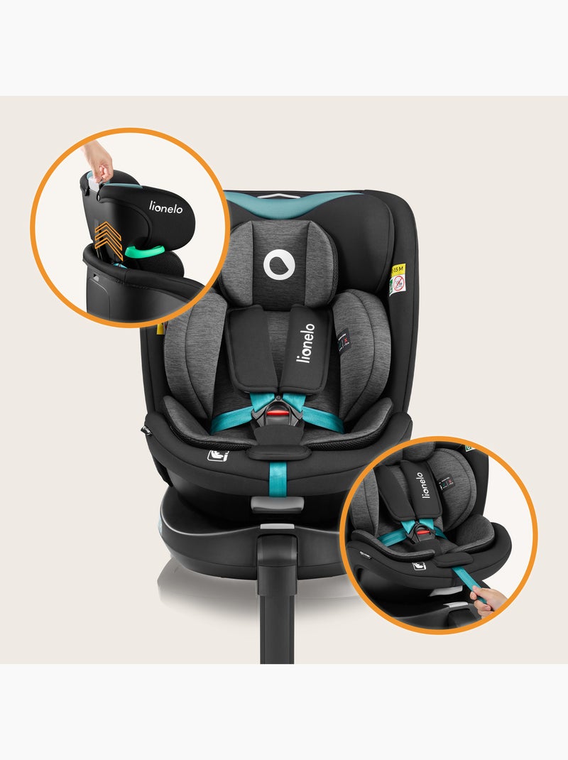 Seggiolino auto LIONELO 360° Navy i-Size - ISOFIX - Rivestimento ventilato - 40-150 cm - 0+/1/2/3 Nero Blu - Kiabi