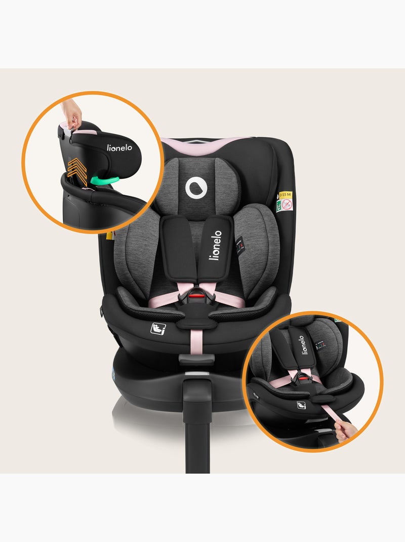Seggiolino auto LIONELO 360° Navy i-Size - ISOFIX - Rivestimento ventilato - 40-150 cm - 0+/1/2/3 Nero Rosa - Kiabi