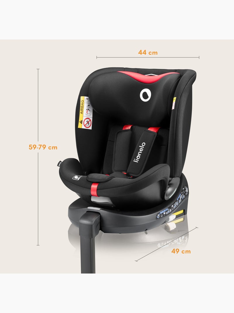 Seggiolino auto LIONELO 360° Navy i-Size - ISOFIX - Rivestimento ventilato - 40-150 cm - 0+/1/2/3 Nero Rosso - Kiabi
