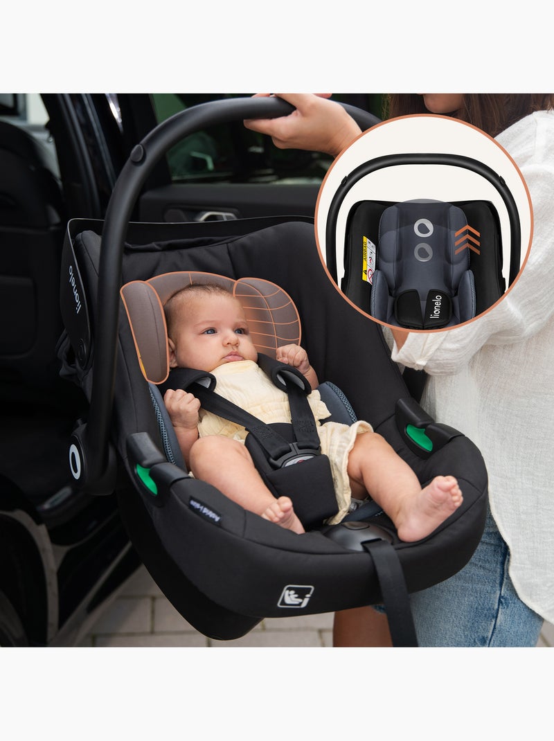 Seggiolino Auto LIONELO Astrid i-Size - Ovetto 40-87 cm - ADAC - Leggero Nero Grigio - Kiabi