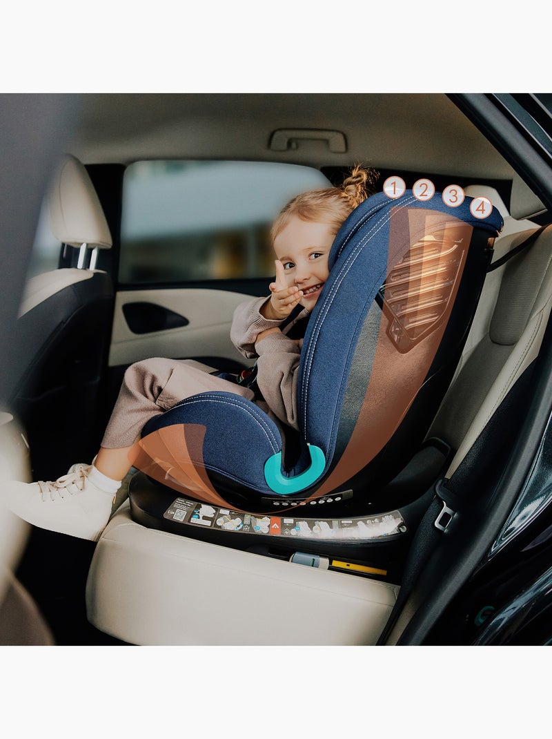 Seggiolino auto LIONELO Bastiaan One i-Size 40-150 cm - base girevole a 360° - ISOFIX Blu - Kiabi