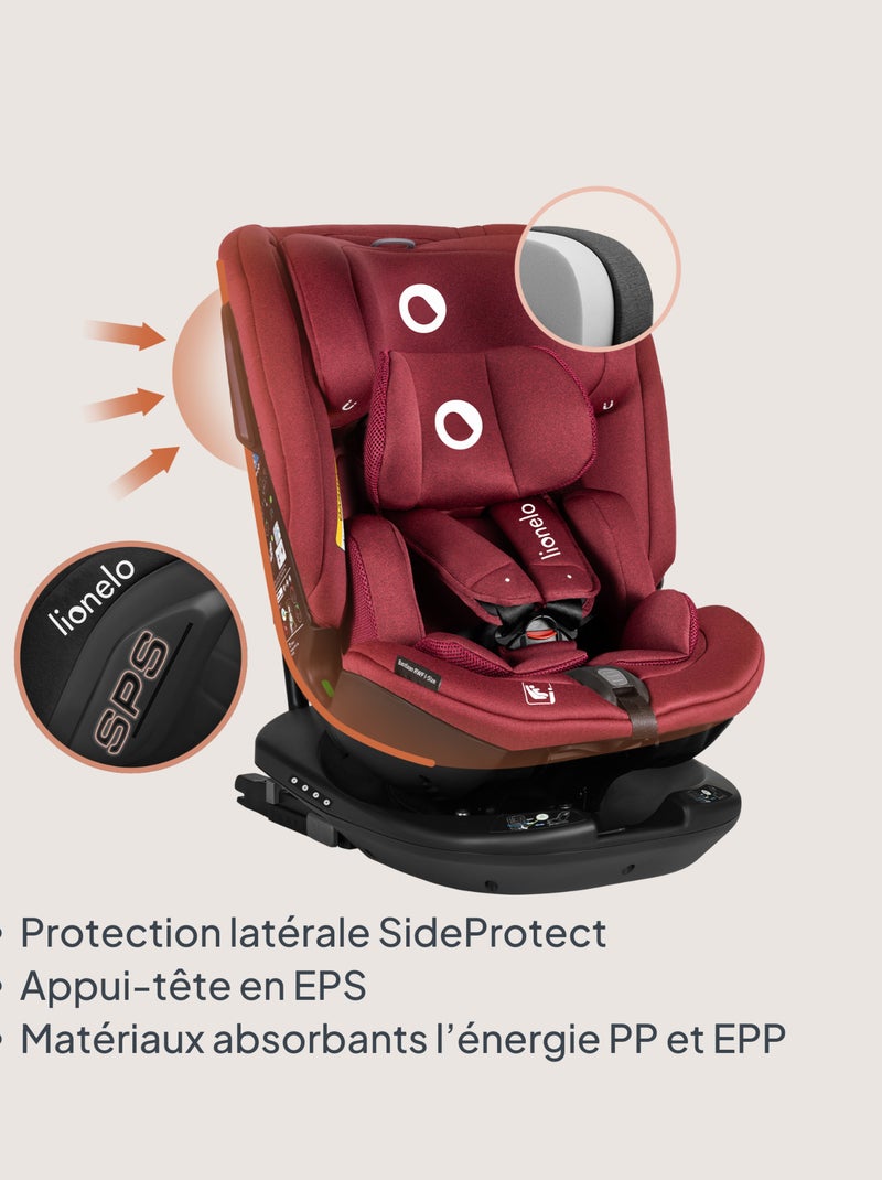 Seggiolino auto LIONELO Bastiaan RWF i-Size 40-150 cm - Base girevole a 360° - ISOFIX - Gruppo 0/1/2 Bordeaux - Kiabi