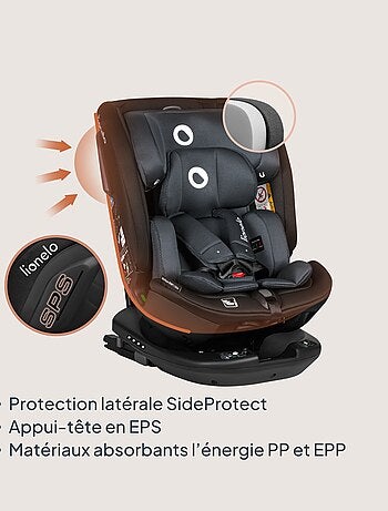 Seggiolino auto LIONELO Bastiaan RWF i-Size 40-150 cm - Base girevole a 360° - ISOFIX - Gruppo 0/1/2