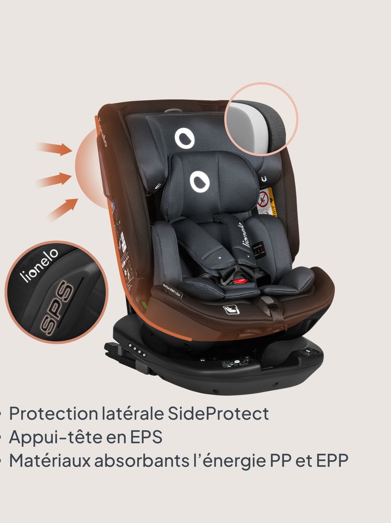 Seggiolino auto LIONELO Bastiaan RWF i-Size 40-150 cm - Base girevole a 360° - ISOFIX - Gruppo 0/1/2 Nero - Kiabi