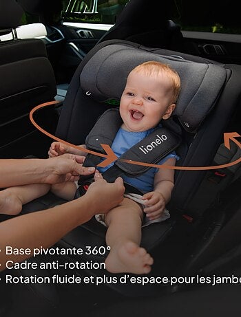 Seggiolino auto LIONELO Bastiaan RWF i-Size 40-150 cm - Base girevole a 360° - ISOFIX - Gruppo 0/1/2