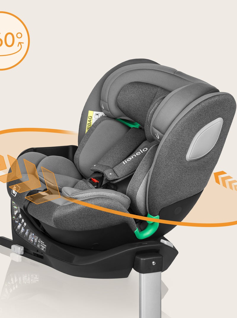 Seggiolino auto LIONELO Braam i-Size 360° - 40-150 cm - ISOFIX - Gruppo 0/1/2/3 Grigio - Kiabi