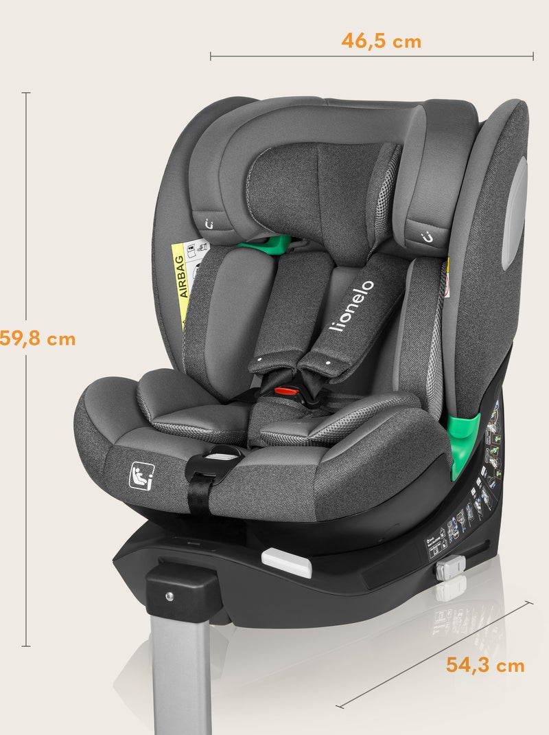 Seggiolino auto LIONELO Braam i-Size 360° - 40-150 cm - ISOFIX - Gruppo 0/1/2/3 Grigio - Kiabi