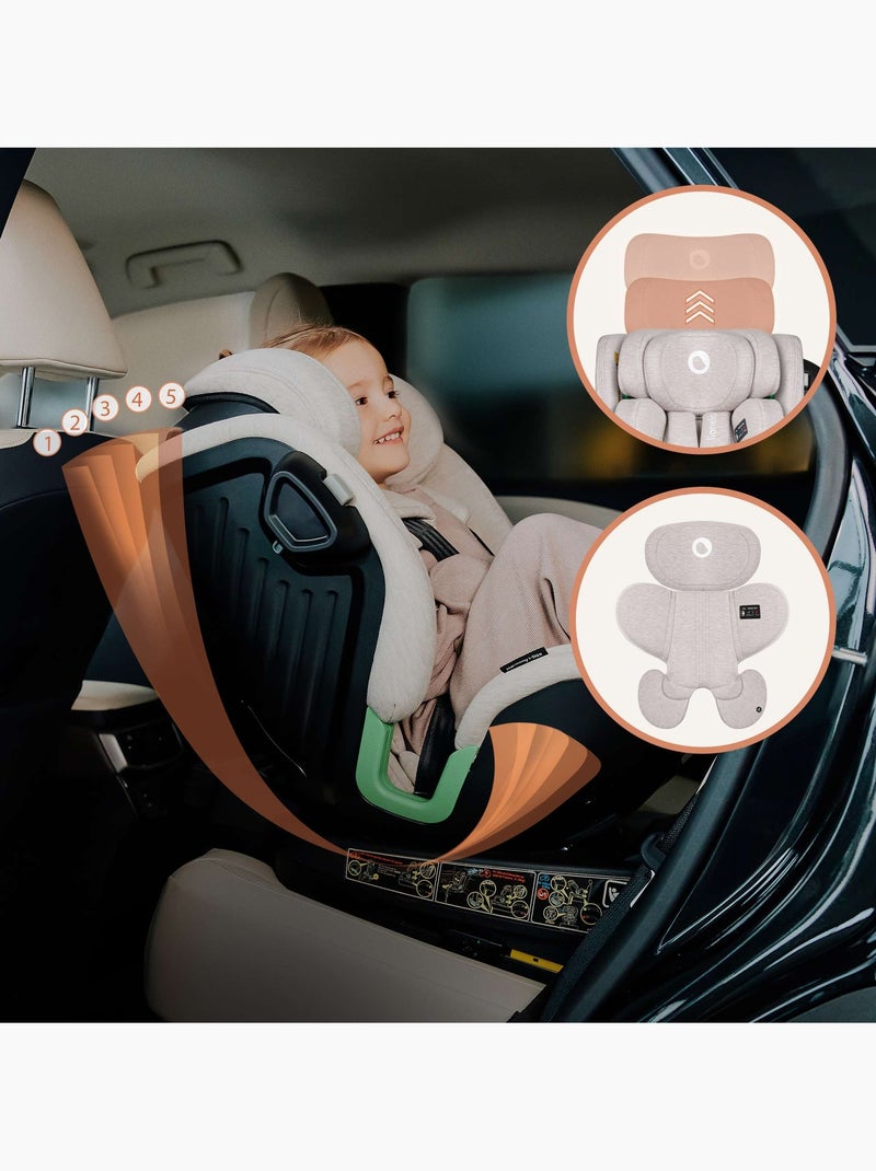 Seggiolino auto LIONELO Harmony i-Size 360° - ISOFIX - 60% bambù - 40-150 cm - Gruppo 0+/1/2/3 Beige - Kiabi