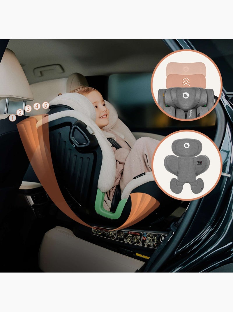 Seggiolino auto LIONELO Harmony i-Size 360° - ISOFIX - 60% bambù - 40-150 cm - Gruppo 0+/1/2/3 Grigio - Kiabi