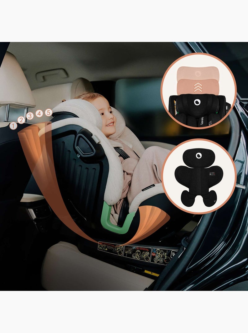 Seggiolino auto LIONELO Harmony i-Size 360° - ISOFIX - 60% bambù - 40-150 cm - Gruppo 0+/1/2/3 Nero - Kiabi