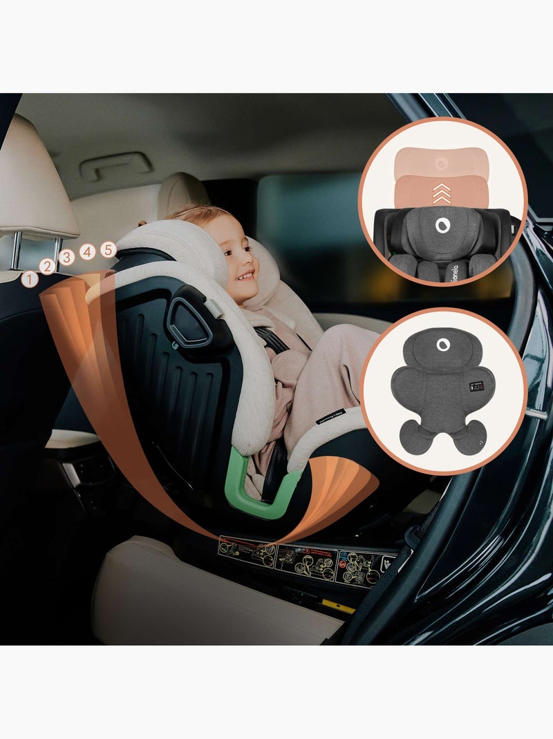 Seggiolino auto LIONELO Harmony i-Size 360° - ISOFIX - 60% bambù - 40-150 cm - Gruppo 0+/1/2/3 Nero Grigio - Kiabi