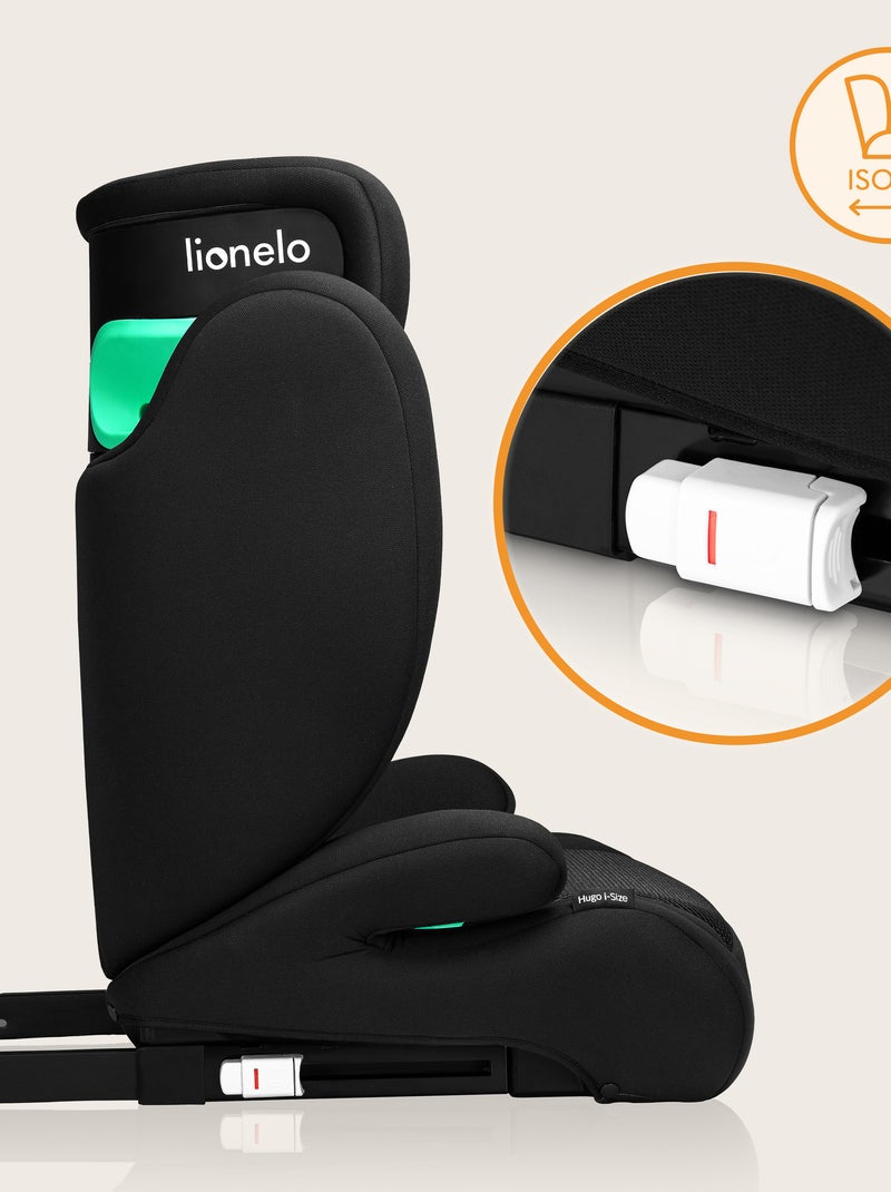 Seggiolino auto LIONELO Hugo i-Size 100-150 cm - ISOFIX - Gruppo 2/3 - Poggiatesta in memory foam Nero - Kiabi