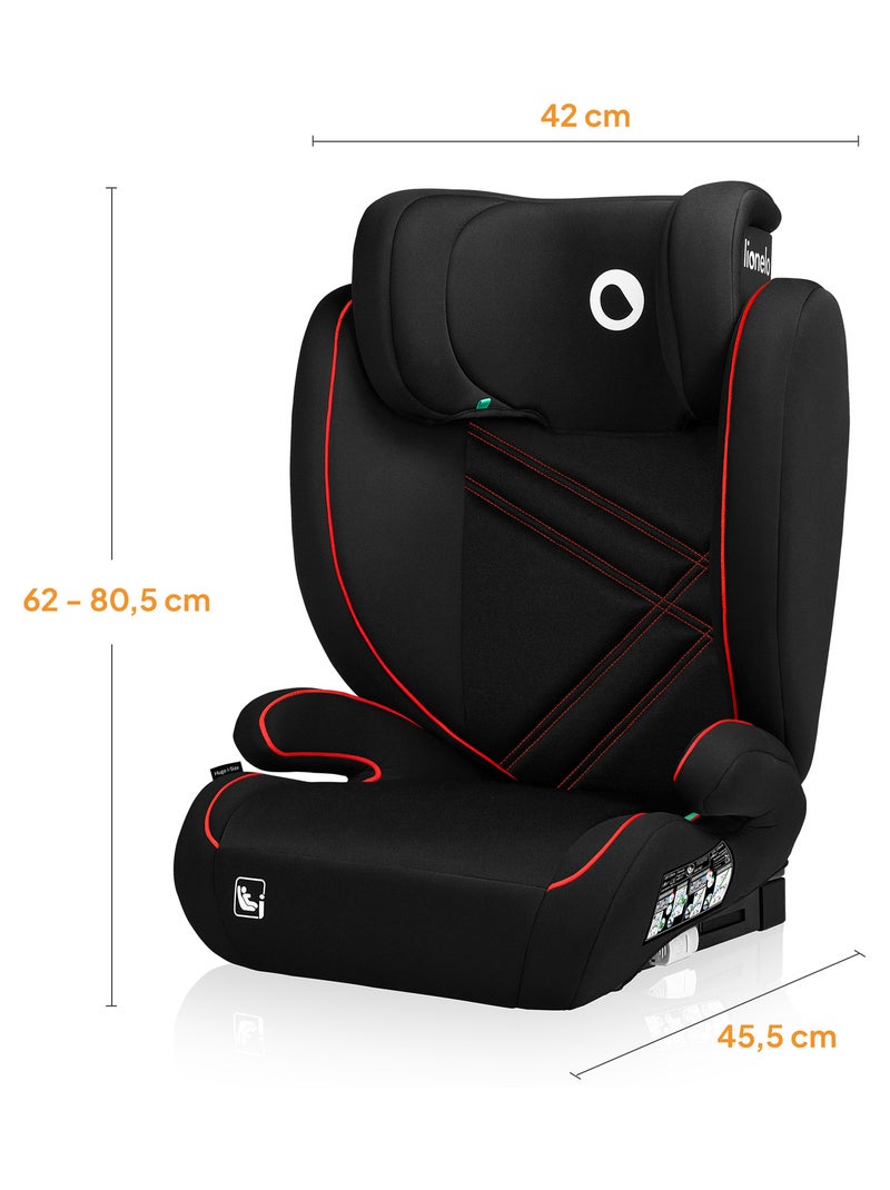 Seggiolino auto LIONELO Hugo i-Size 100-150 cm - ISOFIX - Gruppo 2/3 - Poggiatesta in memory foam Nero Rosso - Kiabi