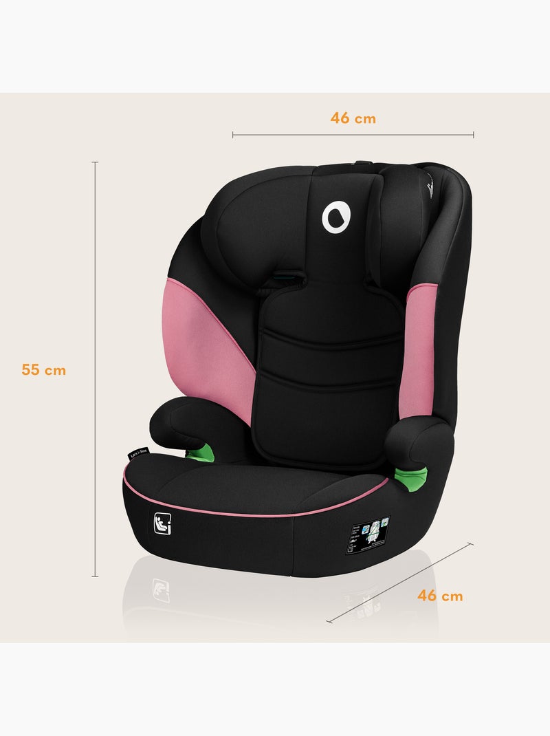 Seggiolino auto LIONELO Lars i-Size 100-150 cm - Seduta larga - Gruppo 2/3 - Rivestimento sfoderabil Nero Rosa - Kiabi
