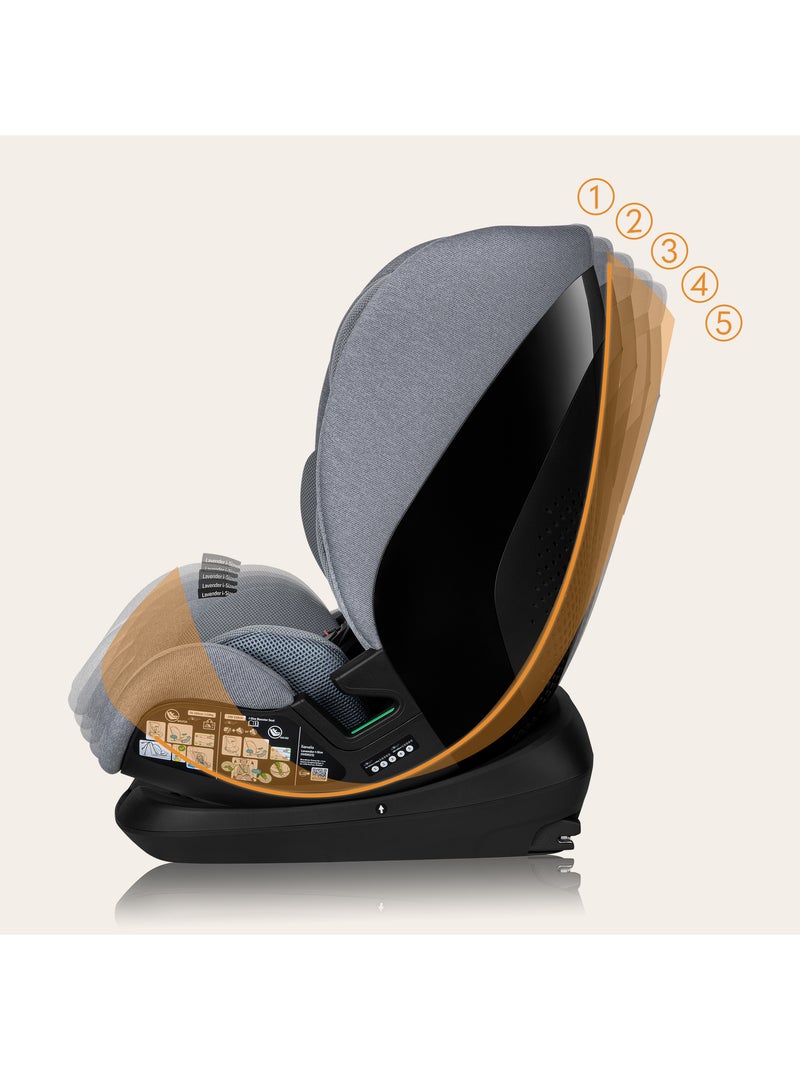 Seggiolino auto LIONELO Lavender i-Size 76-150 cm - ISOFIX - Ventilazione - Gruppo 1/2/3 Grigio - Kiabi