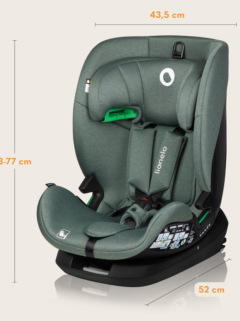 Seggiolino auto LIONELO Lavender i-Size 76-150 cm - ISOFIX - Ventilazione - Gruppo 1/2/3 Verde salvia - Kiabi