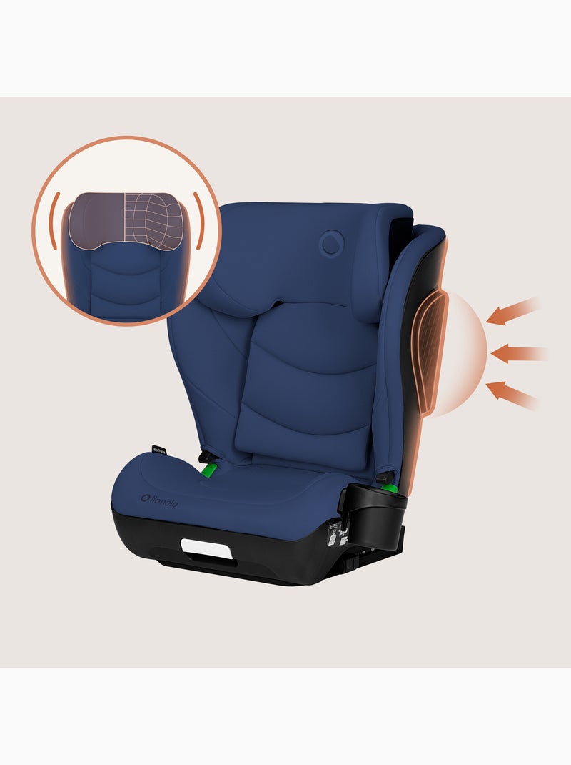 Seggiolino auto LIONELO Neal i-Size 100-150 cm - ISOFIX - Seduta larga - Portabicchieri - Reclinabil Blu - Kiabi
