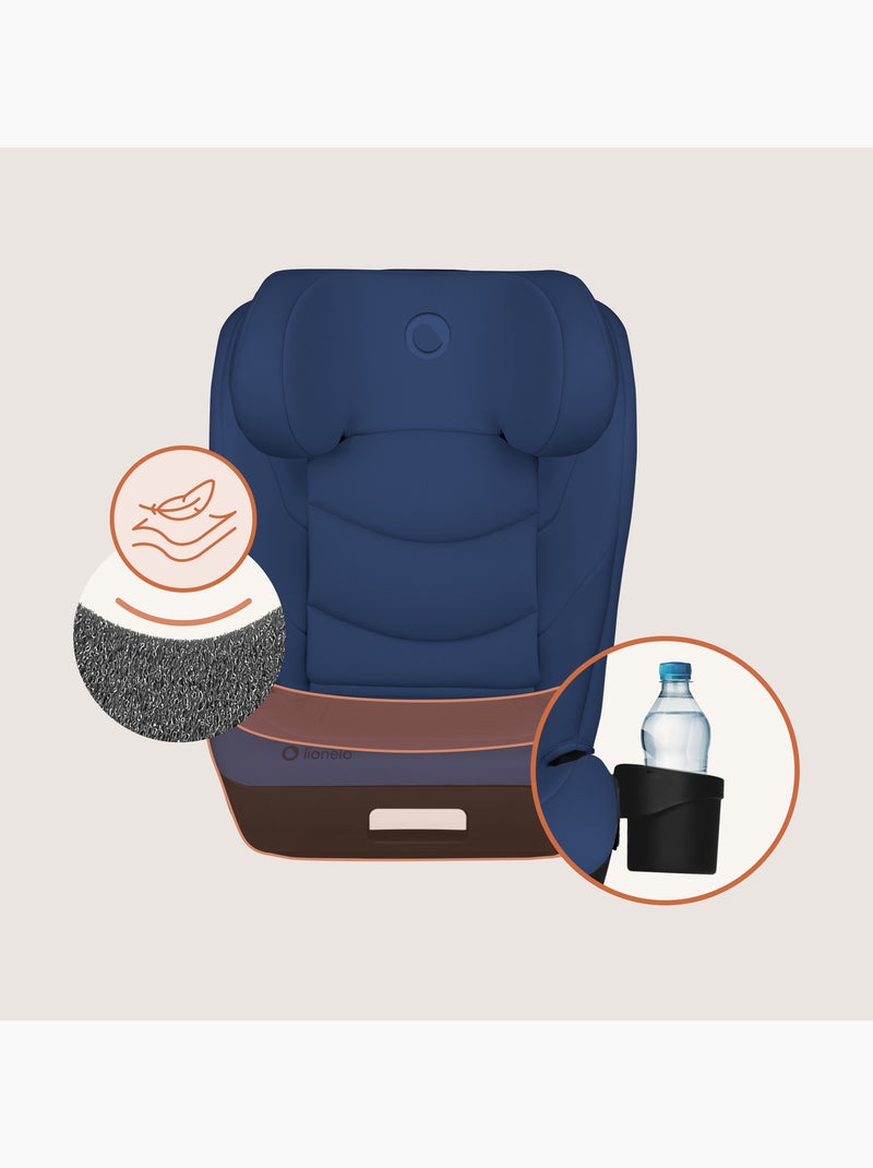 Seggiolino auto LIONELO Neal i-Size 100-150 cm - ISOFIX - Seduta larga - Portabicchieri - Reclinabil Blu - Kiabi