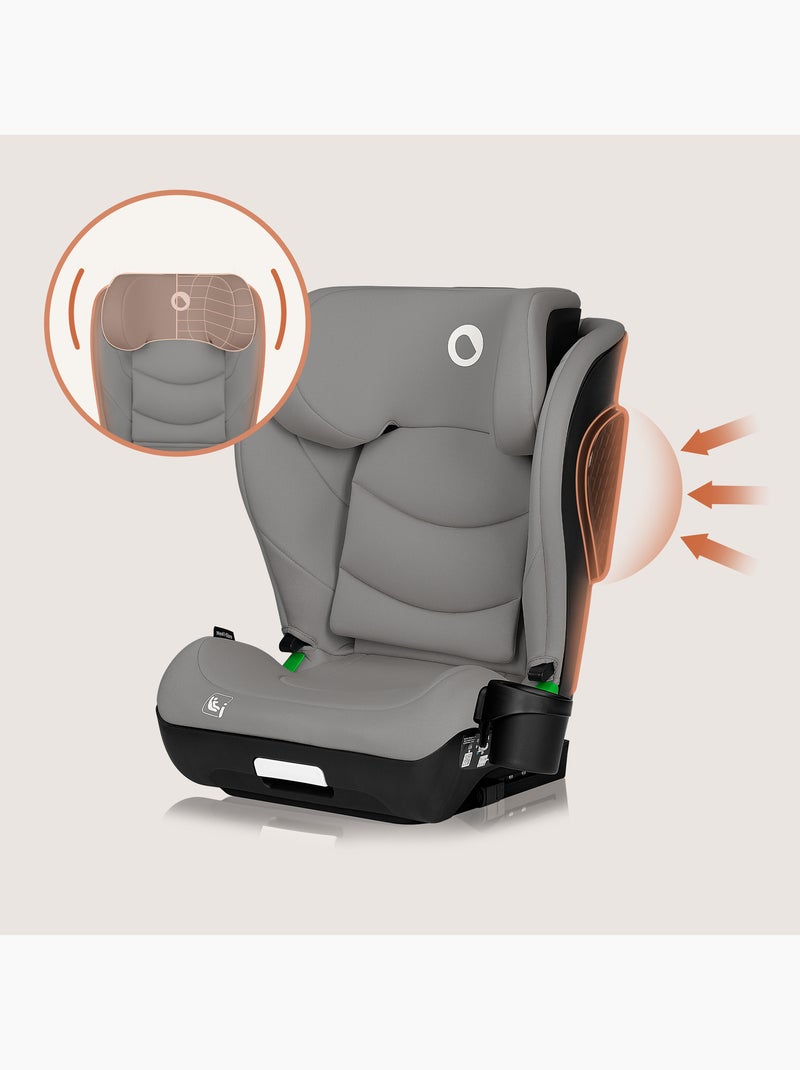 Seggiolino auto LIONELO Neal i-Size 100-150 cm - ISOFIX - Seduta larga - Portabicchieri - Reclinabil Grigio - Kiabi