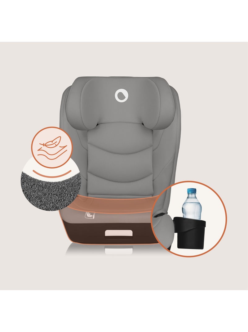 Seggiolino auto LIONELO Neal i-Size 100-150 cm - ISOFIX - Seduta larga - Portabicchieri - Reclinabil Grigio - Kiabi