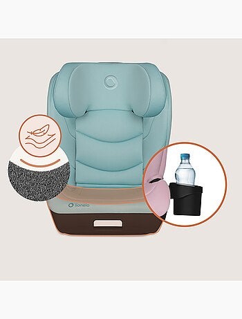Seggiolino auto LIONELO Neal i-Size 100-150 cm - ISOFIX - Seduta larga - Portabicchieri - Reclinabil