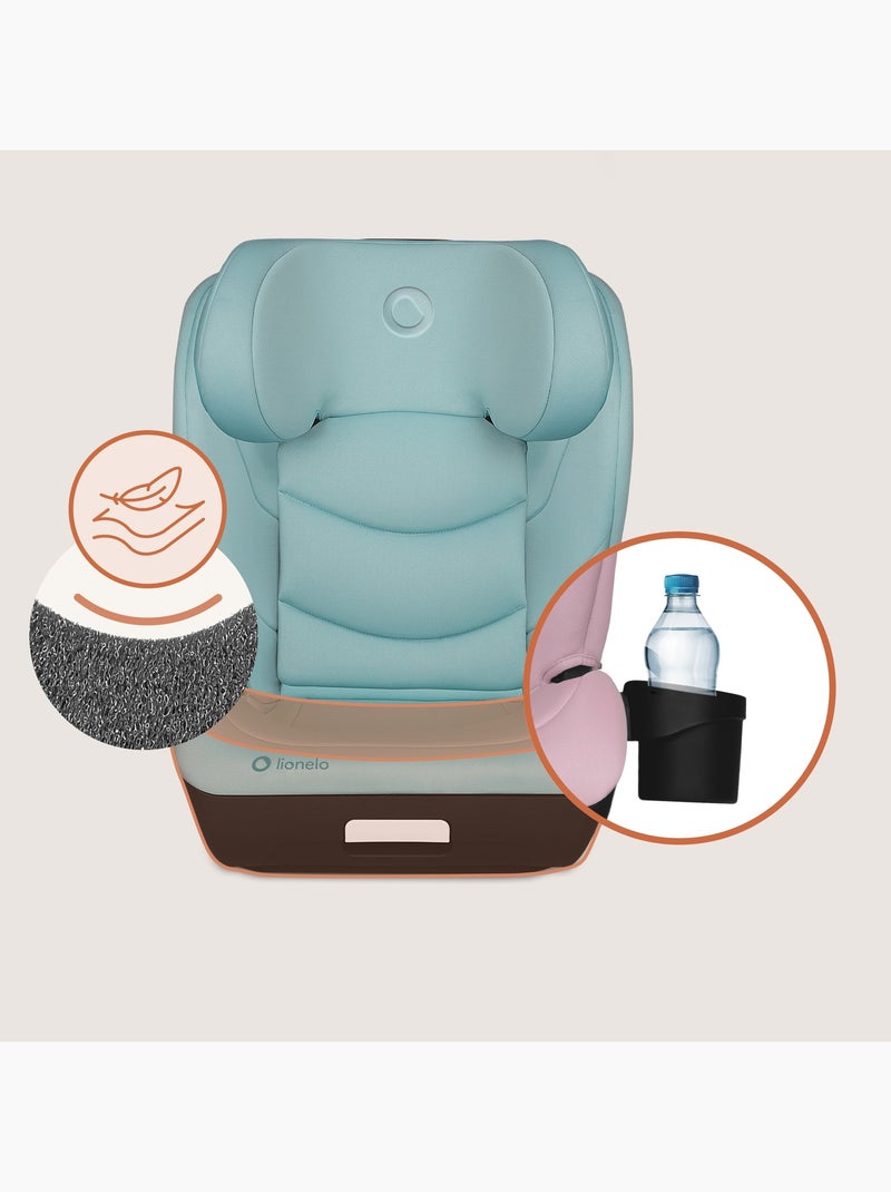 Seggiolino auto LIONELO Neal i-Size 100-150 cm - ISOFIX - Seduta larga - Portabicchieri - Reclinabil Menta - Kiabi