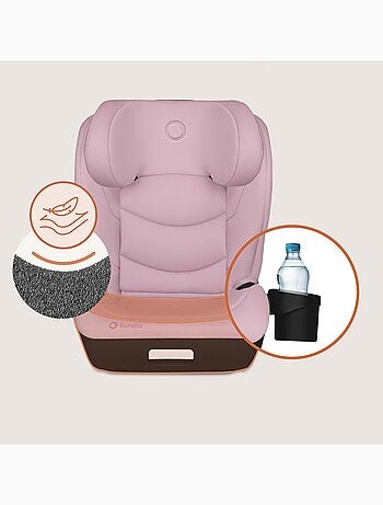 Seggiolino auto LIONELO Neal i-Size 100-150 cm - ISOFIX - Seduta larga - Portabicchieri - Reclinabil