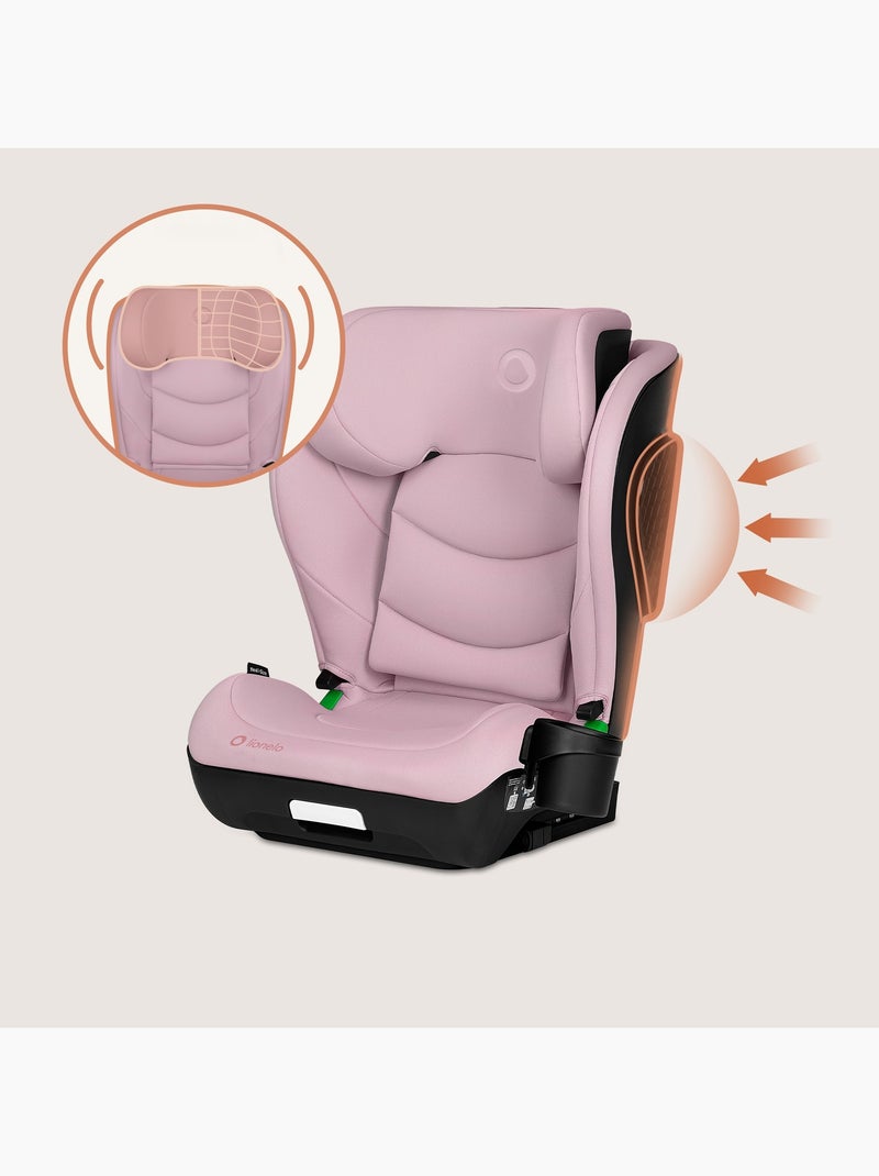 Seggiolino auto LIONELO Neal i-Size 100-150 cm - ISOFIX - Seduta larga - Portabicchieri - Reclinabil Rosa - Kiabi