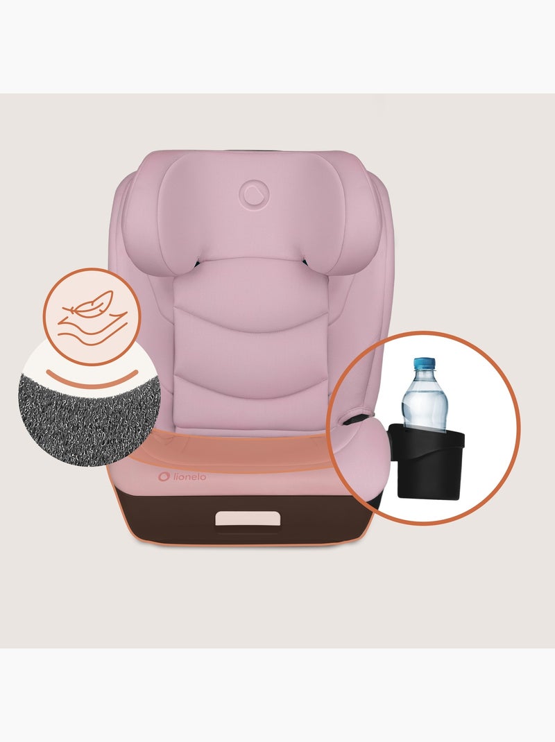 Seggiolino auto LIONELO Neal i-Size 100-150 cm - ISOFIX - Seduta larga - Portabicchieri - Reclinabil Rosa - Kiabi