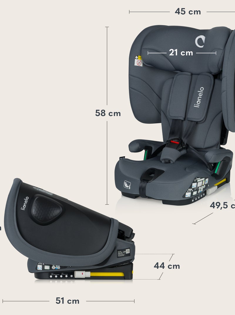 Seggiolino auto LIONELO Nelly i-Size 76-150 cm - ISOFIX - Pieghevole - Cinghia TopTether - Gruppo 1/ Grigio - Kiabi