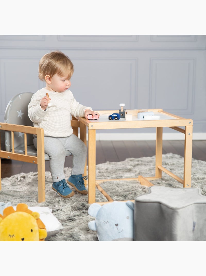 Seggiolone combinato con vassoio e cuscino impermeabile – "Roba Little Stars" Legno naturale - Kiabi