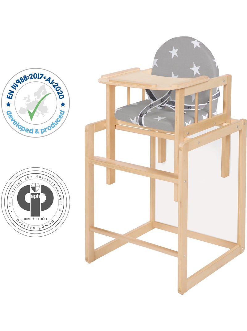 Seggiolone combinato con vassoio e cuscino impermeabile – "Roba Little Stars" Legno naturale - Kiabi