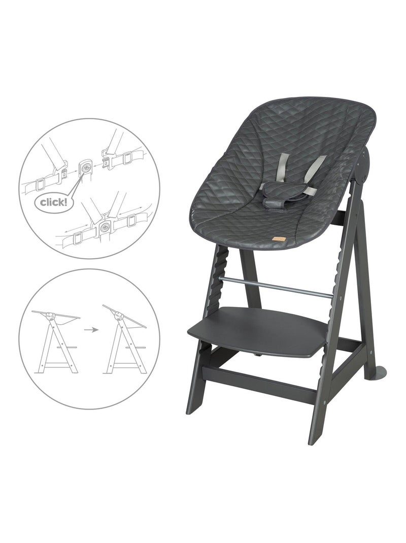 Seggiolone evolutivo con sdraietta inclinabile in pelle PU – ROBA "Born Up" Grigio antracite - Kiabi