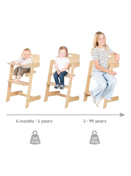 Seggiolone evolutivo in bambù FSC® con vassoio pasto "Roba Nature Up" - Kiabi