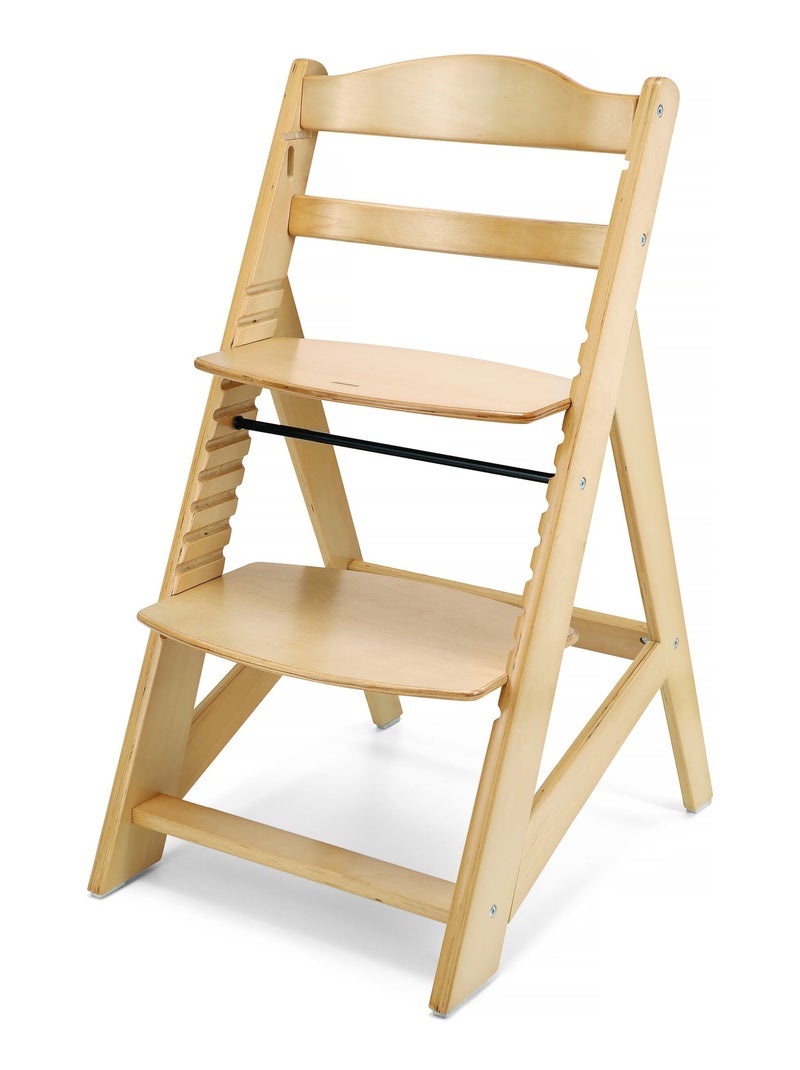 Seggiolone evolutivo in legno +6 mesi, 12 regolazioni, vassoio rimovibile, cintura 3 punti Beige chiaro - Kiabi