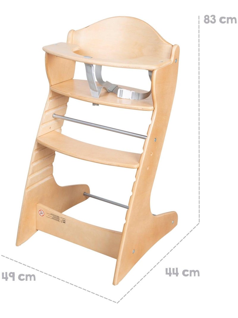Seggiolone evolutivo in legno – supporta fino a 70 kg – "Roba Chair Up" Marrone chiaro - Kiabi