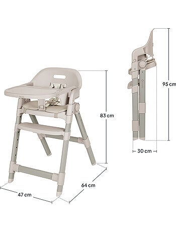 Seggiolone evolutivo LIONELO Matt - Regolabile in altezza - Pieghevole e compatto - Fino a 110 kg