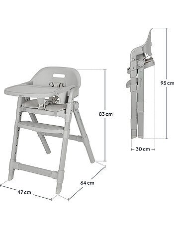 Seggiolone evolutivo LIONELO Matt - Regolabile in altezza - Pieghevole e compatto - Fino a 110 kg