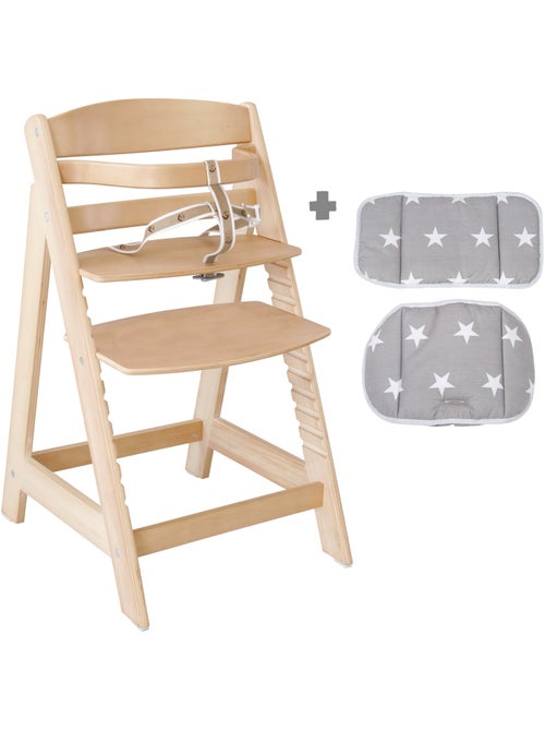 Seggiolone evolutivo ROBA "Sit Up III" + cuscino "Little Stars" – naturale/grigio - Kiabi