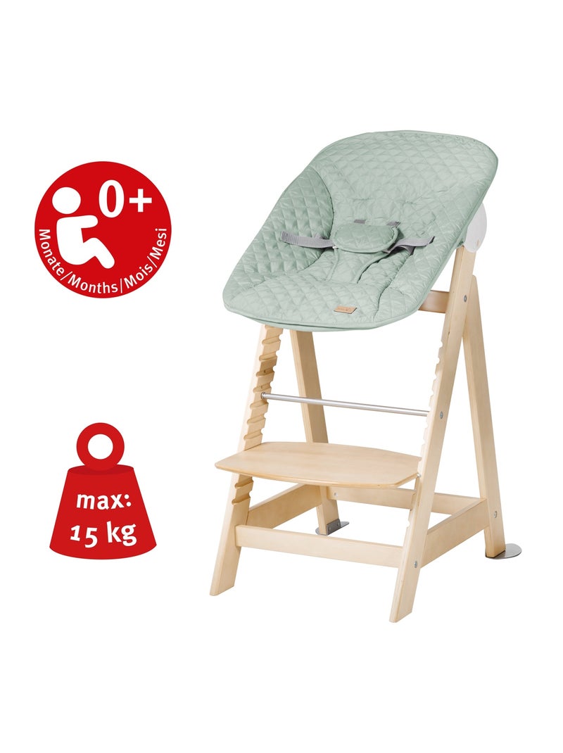 Seggiolone evolutivo + sdraietta per neonati "Roba Style Born Up" Verde/Legno - Kiabi